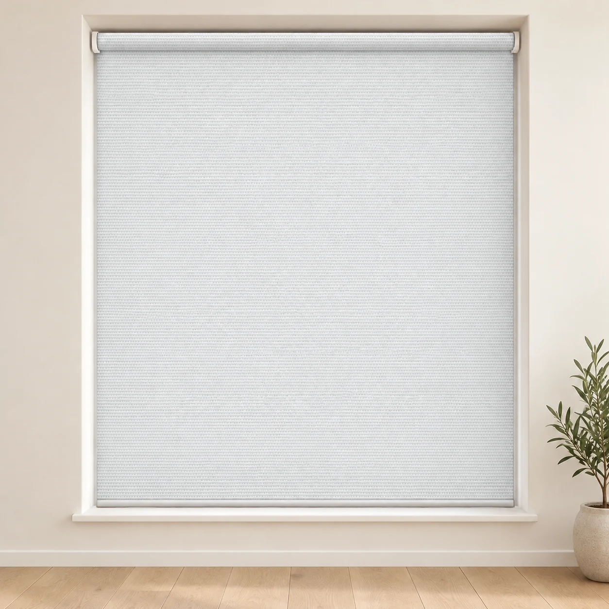 New Sheen Blockout Ice shown as a full blind in a neutral room