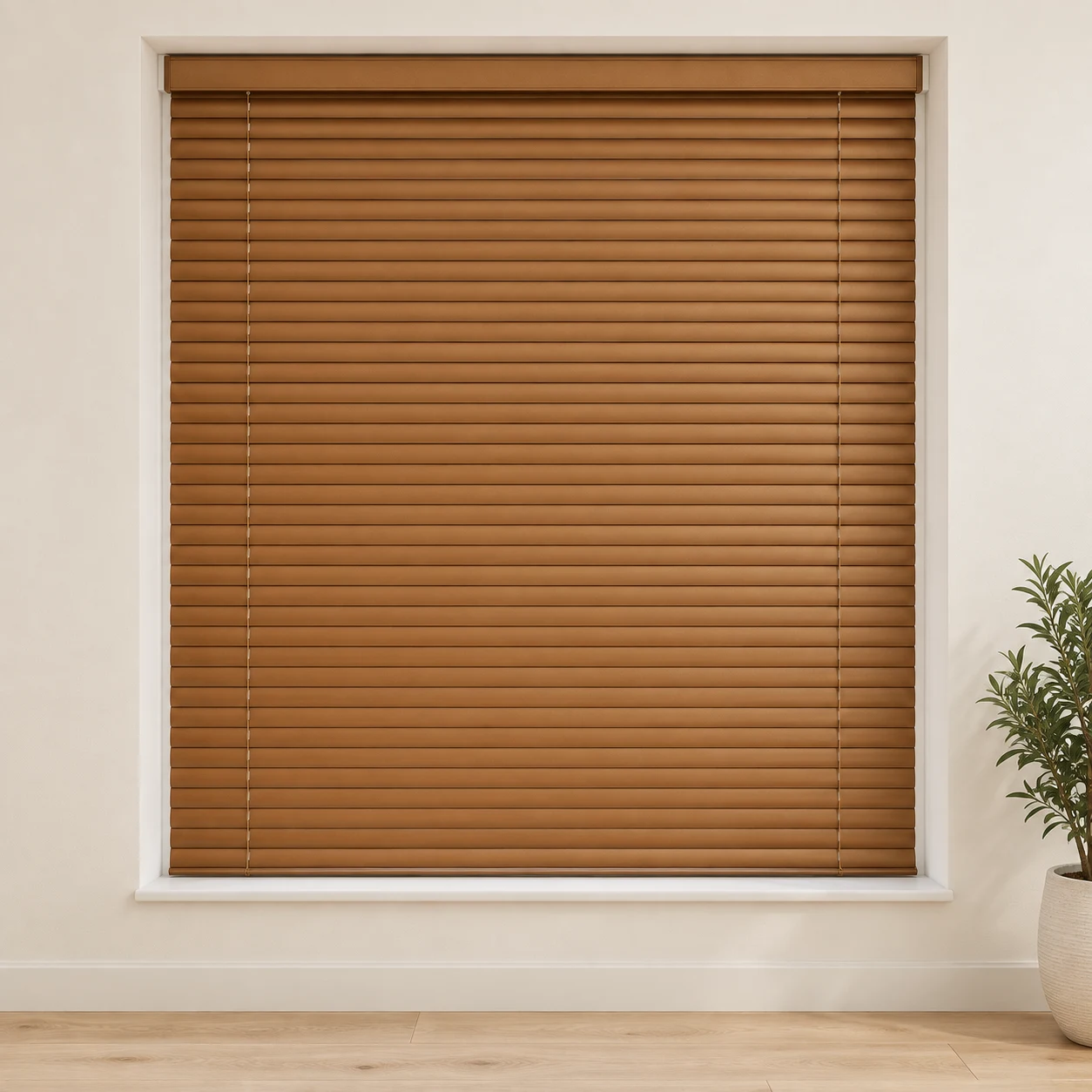 Brushed Copper shown as a full blind in a neutral room