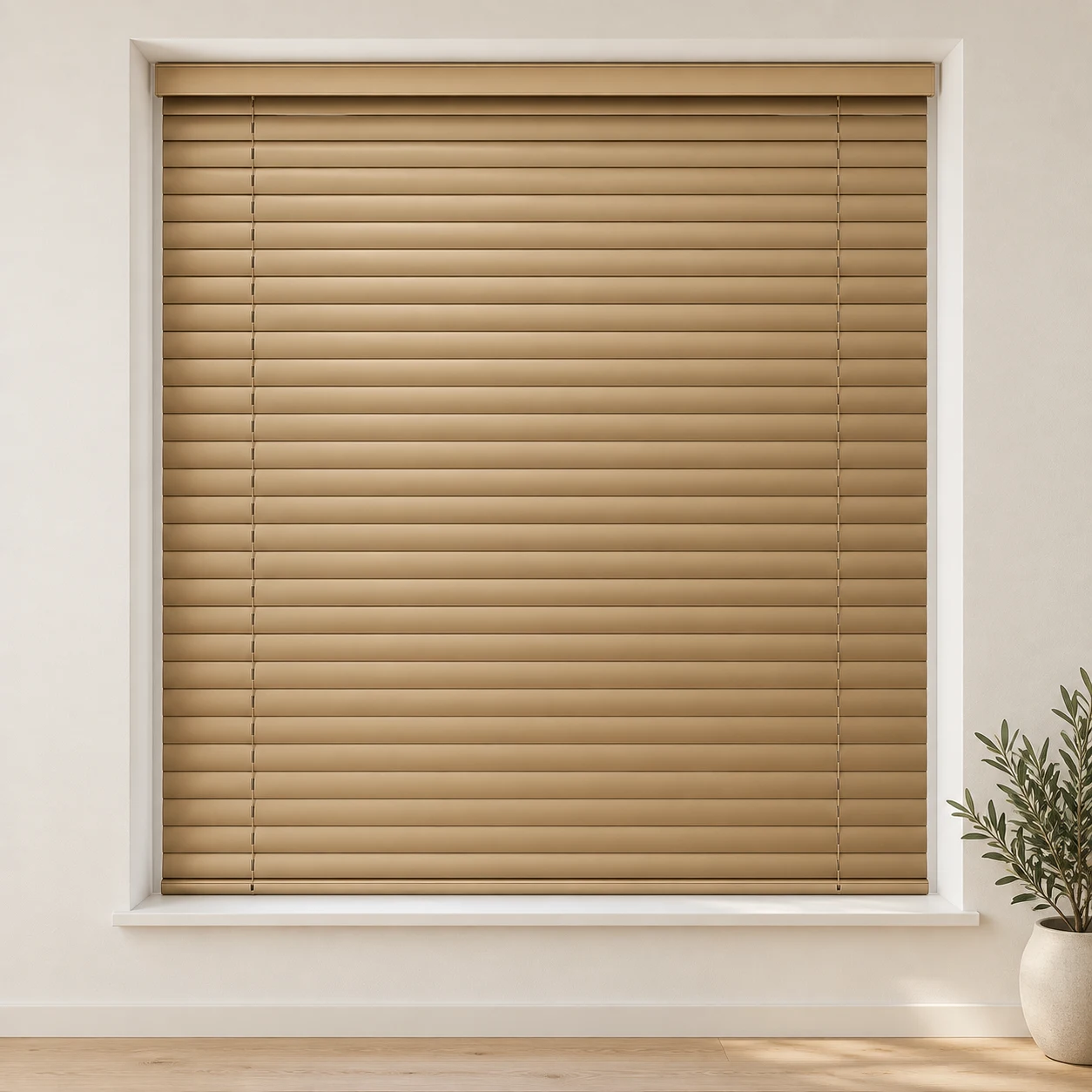 Matte Gold shown as a full blind in a neutral room