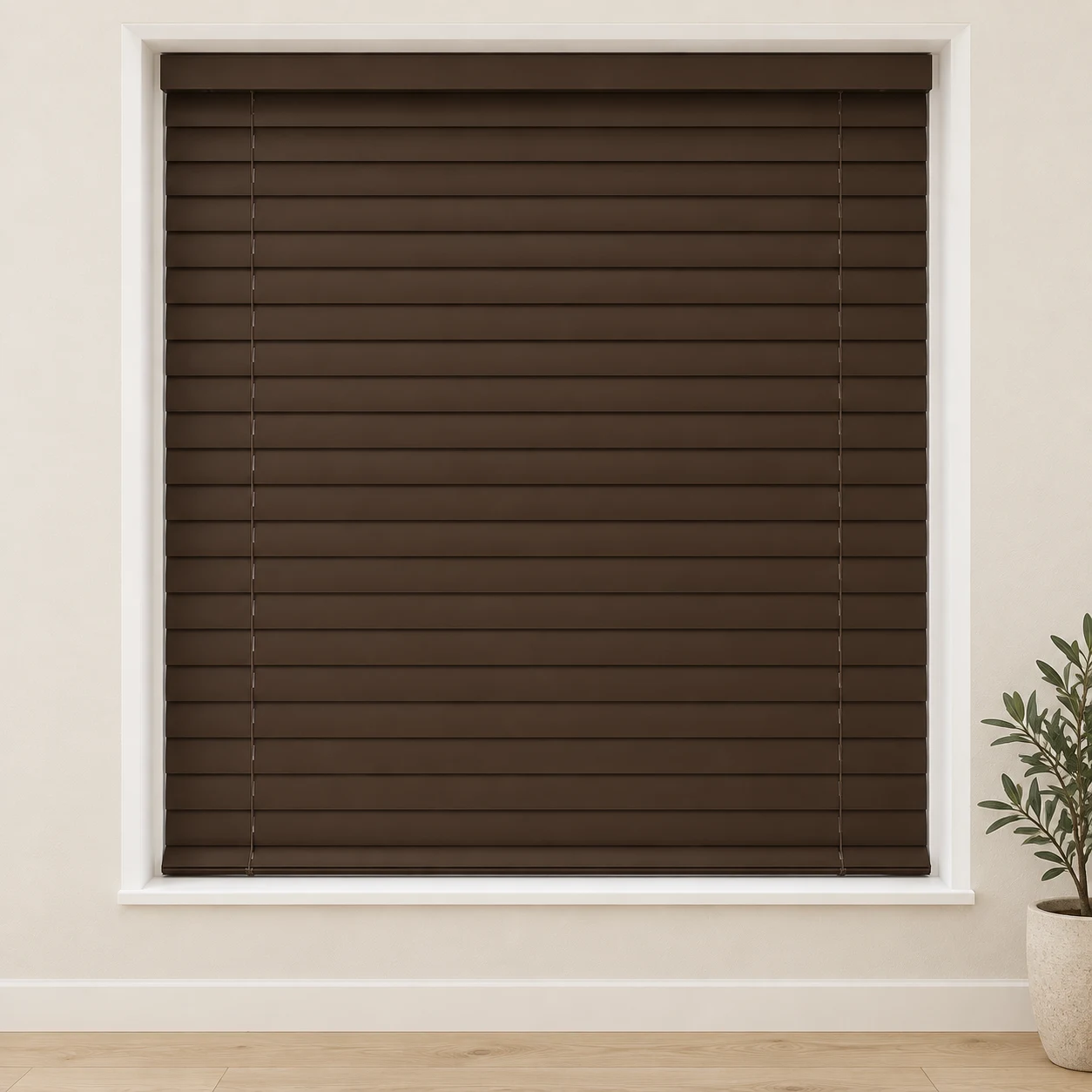 Chicory shown as a full blind in a neutral room