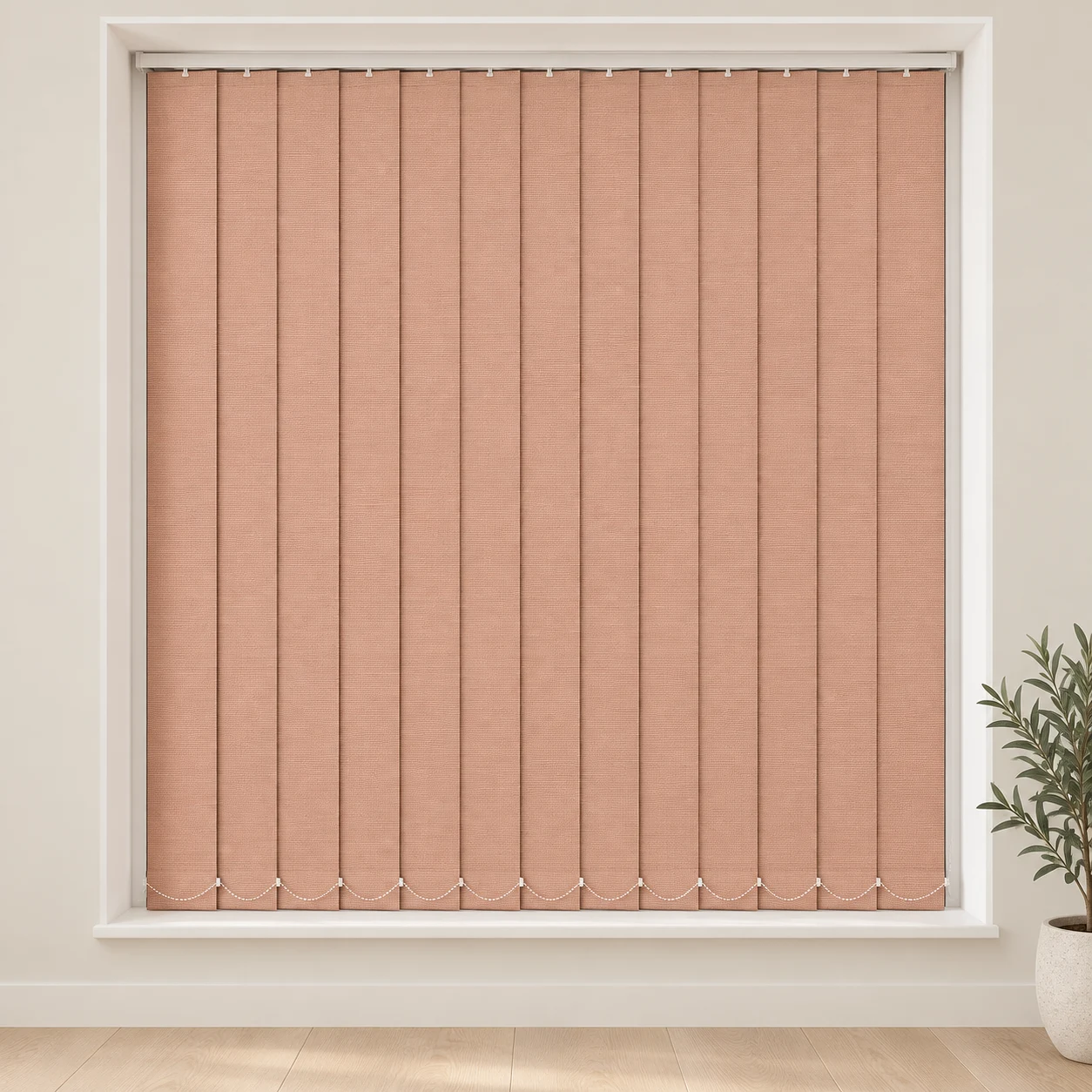 C-Cord Salmon shown as a full blind in a neutral room