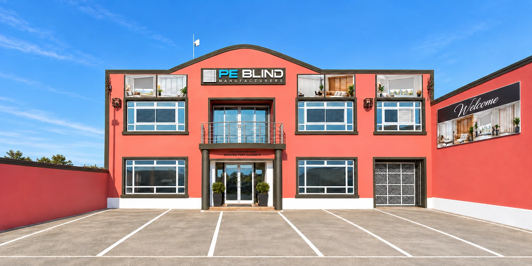 Exterior of PE Blind Manufacturers with showroom displays
