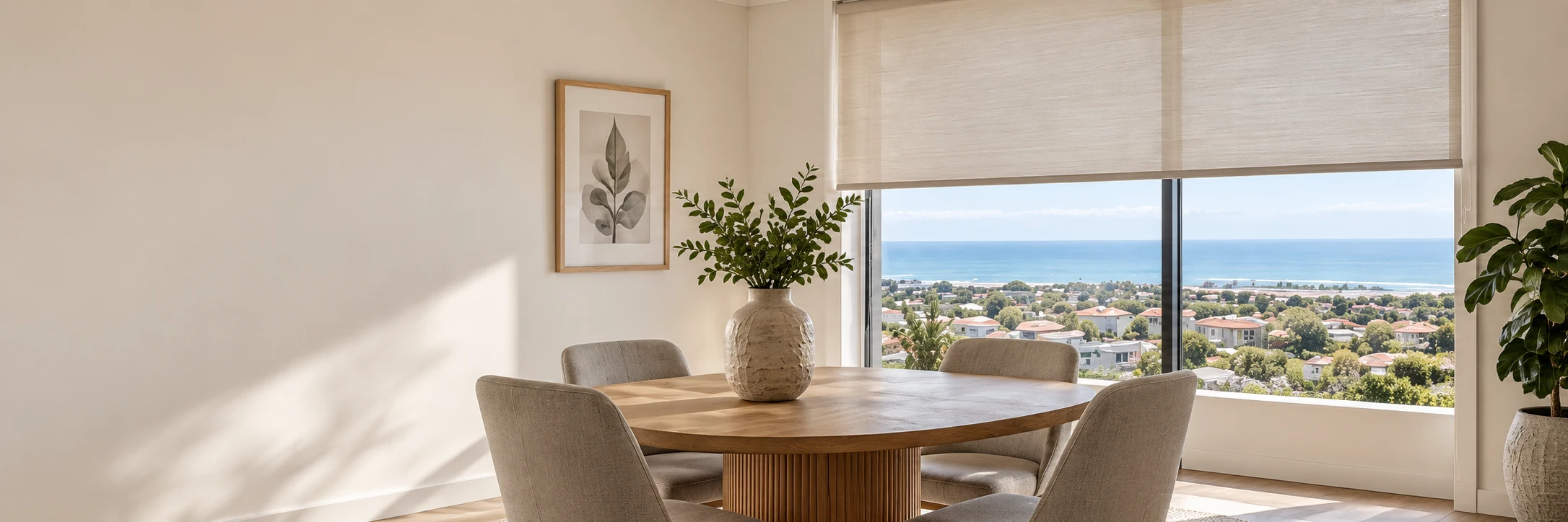 Finished blinds in a welcoming dining room